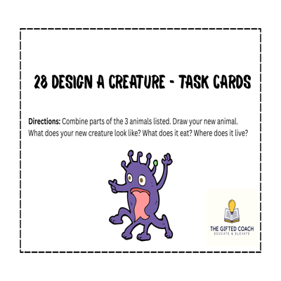 Design a Creature – Task Cards (Grades 1–2)