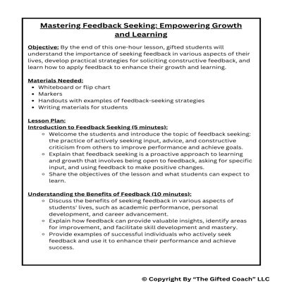 Teaching Gifted Students the Value of Seeking Feedback