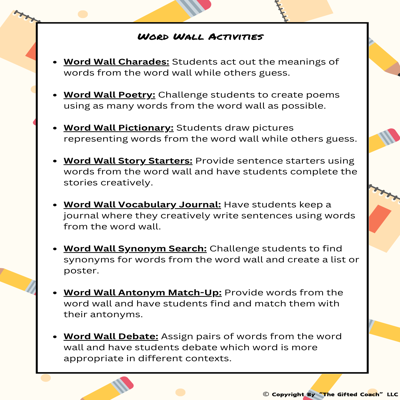 Gifted Word Wall Activities Guide: Make Vocabulary Come Alive! ✨