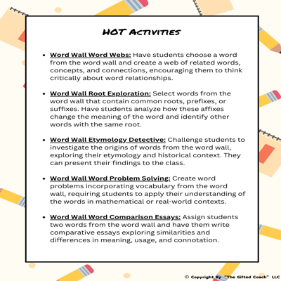Gifted Word Wall Activities Guide: Make Vocabulary Come Alive! ✨