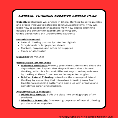 Lateral Thinking Lesson Plan