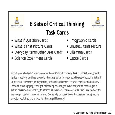 8 Sets of Critical Thinking Task Cards 🧠✨
