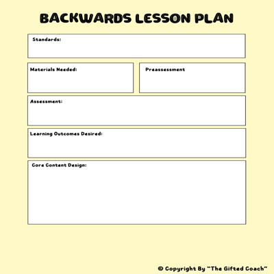 Backward Lesson Planning: Instructions & Template