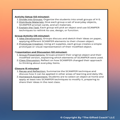 SCAMPER Lesson Plan