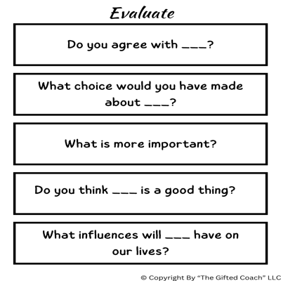 HOT Question Stem Cards: Cut & Use