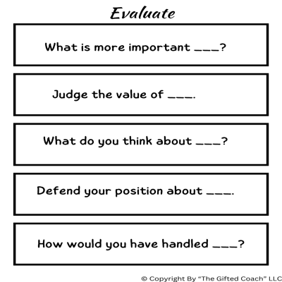 HOT Question Stem Cards: Cut & Use