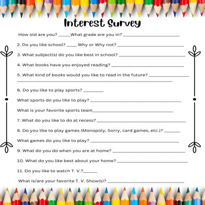 Student Interest Inventory – Get to Know Your Learners from Day One! ✨