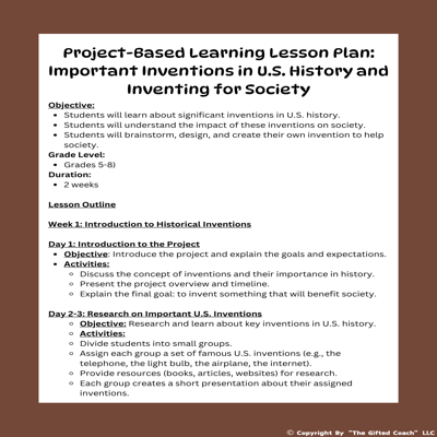 Project-Based Learning: Inventions in History
