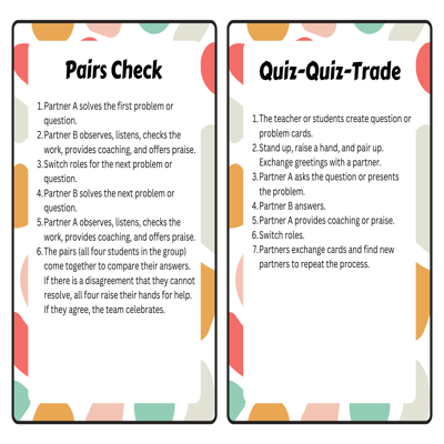 Kagan Cooperative Learning Strategy Cards: Teamwork Made Easy!