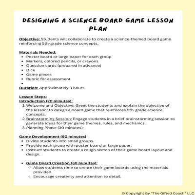 Developing a Science Game Design Lesson Plan 🎮✨