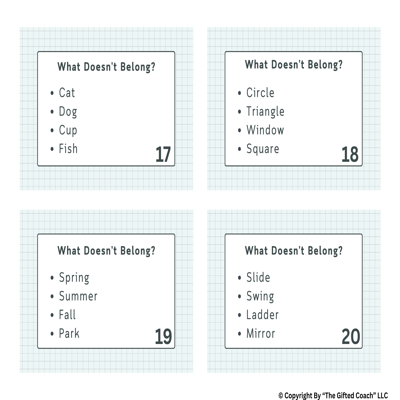 28 “What Doesn’t Belong?” (Advanced Primary) Cards