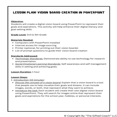 Vision Board Lesson Plan